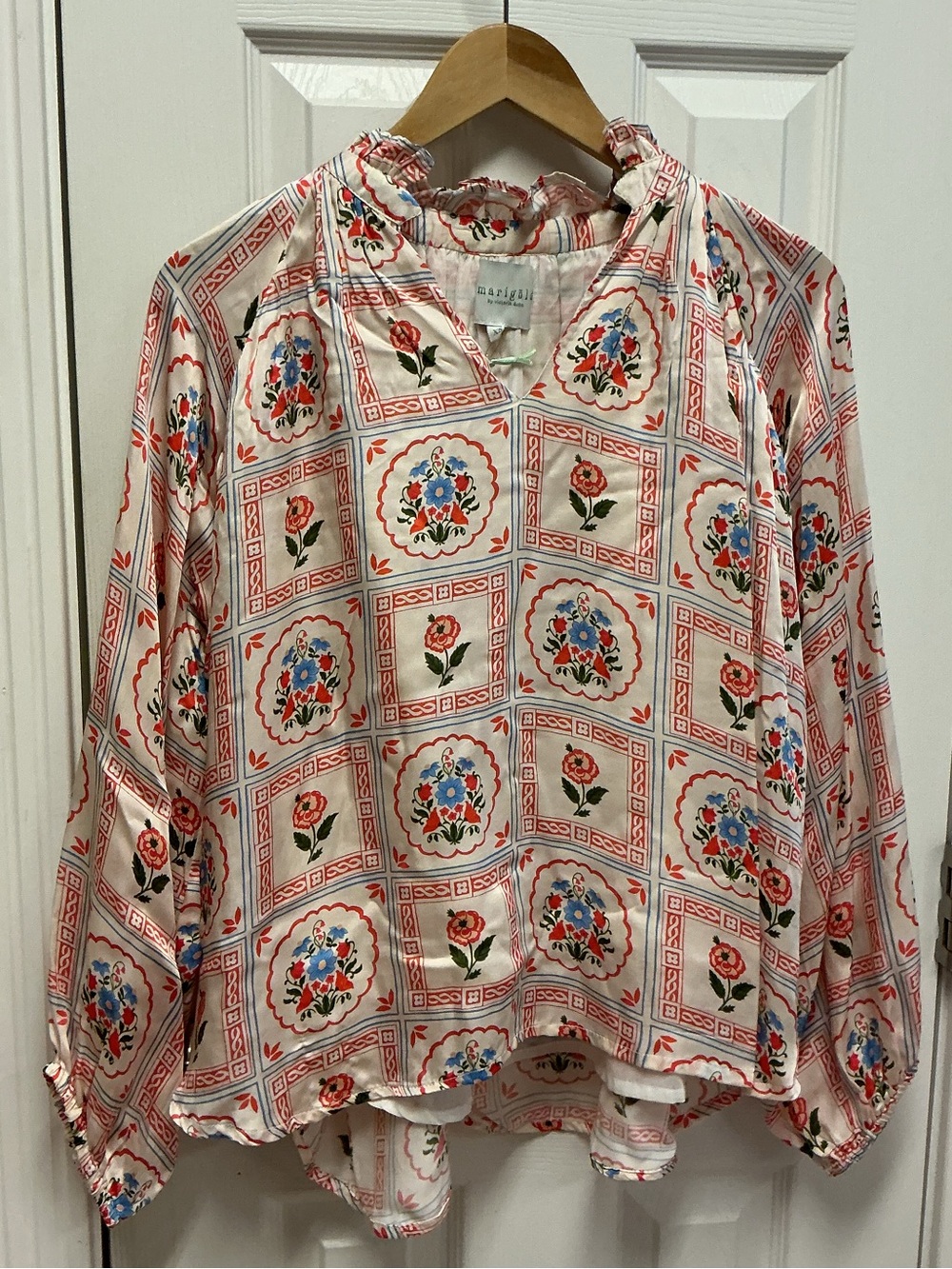Marigold Victoria Dunn SZ XS Ciella Blouse Perennial Blooms Coastal relaxed fit